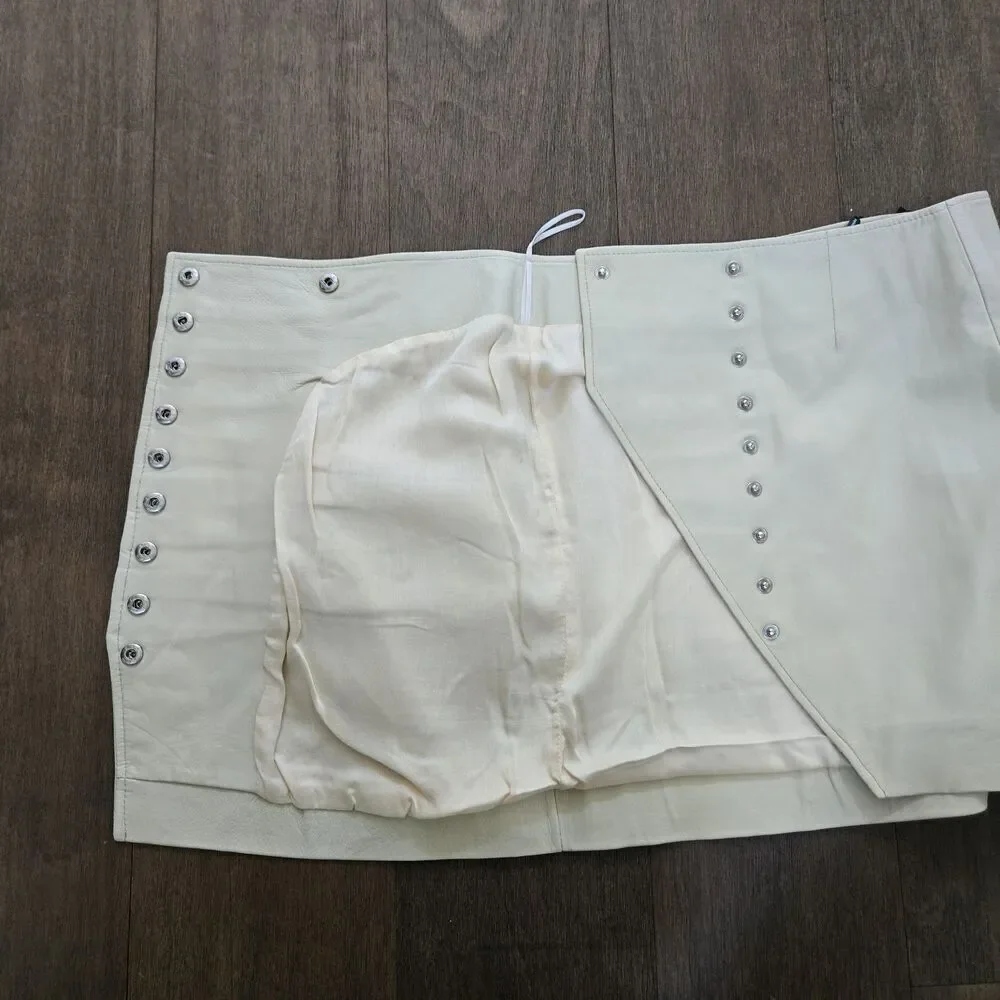 Retrofete Willa Leather Mini Skirt Size M NEW